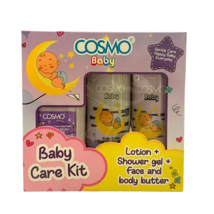 COSMO Baby Care Kit Lotion + Shower Gel + Face & body Butter Baby Calm - 500ml | كوزمو مجموعة العناية بالطفل (لوشن + جل استحمام + زبدة للوجه والجسم) بيبي كالم - 500 مل