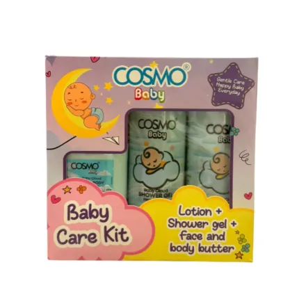 COSMO Baby Care Kit Lotion + Shower Gel + Face & body Butter Baby Cloud - 500ml | كوزمو مجموعة العناية بالطفل تحتوي على لوشن، جل استحمام، وزبدة للوجه والجسم - 500 مل