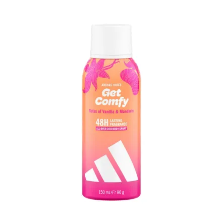 Adidas Vibes Get Comfy Deo Body Spray - 150ml | أديداس فايبز بخاخ للجسم جت كومفي بنكهة الفانيليا واليوسفي - 150مل