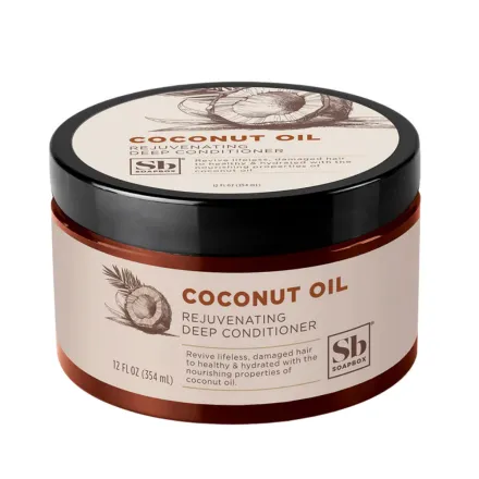 Soapbox Deep Conditioner, Hydrating & Rejuvenating Coconut Oil Treatment for Natural - 354 ml |سوب بوكس بلسم عميق بزيت جوز الهند للترطيب والتجديد للشعر الطبيعي – 354 مل