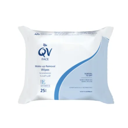 QV Face Make-up Removal Wipes Normal To Dry - 25 Wipes | كيو في مناديل مزيلة للمكياج - 25 منديل