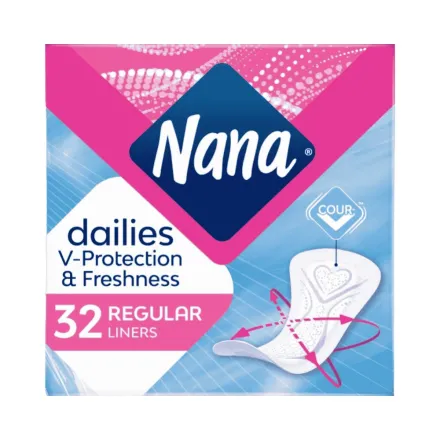 Nana Dailies V- Protection & Freshness Regular 32 Pcs | نانا فوط نسائية يومية - 32 قطعة