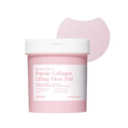 COSRX One Step Original Peptide Collagen Lifting Glow Pad 100 Pads - 300ml | كوزركس وسادات لترطيب وشد البشرة بالكولاجين 100 وسادة - 300 مل