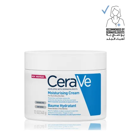 Cerave Moisturizing Cream for Dry Skin with Hyaluronic Acid - 340g | سيرافي كريم مرطب للبشرة الجافة - 340 غرام