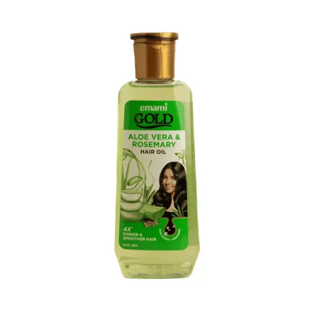 Emami Gold Aloe Vera & Rosemary Hair Oil - 200ml | ايمامي 7 اويلز ان ون زيت الشعر مع الألوا فيرا وإكليل الجبل - 200 مل