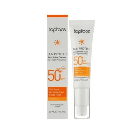 TopFace Sun Protect Anti-Shine Cream Very High Protection SPF 50+ - 30ml | توب فيس واقي شمسي سن بروتكت انتي شاين - 30 مل