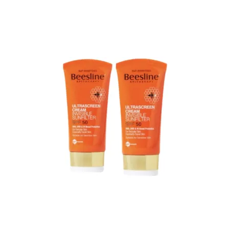 Beesline Ultrascreen Cream Invisible Sunfilter SPF 50+ - 2x60ml | بيزلين كريم واقي شمسي بدون لون مع عامل حماية 50% - قطعتين 60 مل