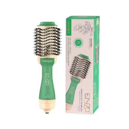ENZO Keratin Hot Air Brush Pearl Shine One Step Volumizer Hair Dryer | انزو فرشاة حرارية لتصفيف الشعر