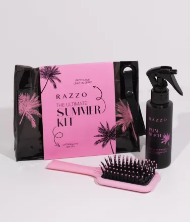 Razzo The Ultimate The Summer Kit ( Protective Leave-in Spray & Detangling Brush ) | رازو مجموعة للعناية بالشعر