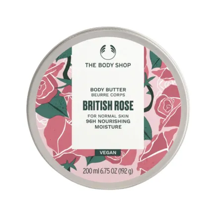 The Body Shop body butter British Rose For Normal Skin - 50ml | ذا بودي شوب زبدة الجسم برائحة الورد - 50 مل