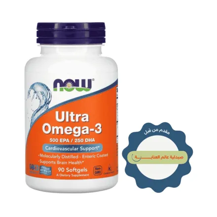 now Ultra Omega 3 Fish Oil - 90 Softgel | ناو الترا اوميغا 3 زيت السمك - 90 كبسولة جيلاتينية طرية