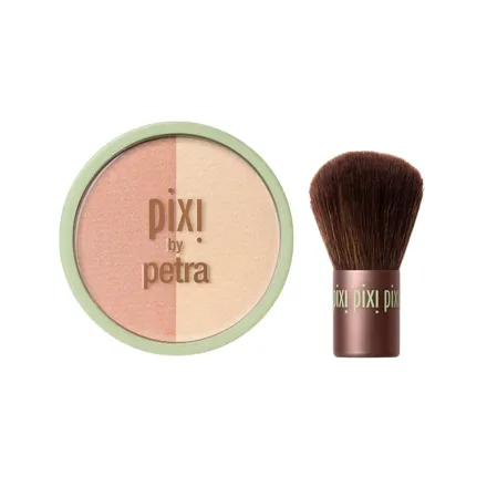 Pixi Beauty Blush Duo + Kabuki - 10.2g | بيكسي بلاش بودرة مع فرشاة الكابوكي - 10.2 غ