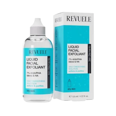 Revuele Liquid Facial Exfoliant 7% AHA/PHA BLEND + HA for dry skin - 125ml | ريفويل تونر مقشر بالأحماض 7% + هيالورونيك اسيد للبشرة الجافة - 125 مل