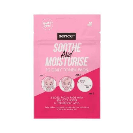 Sence Beauty Soothe & Moisturise 10 Daily Toner Pads - 10pcs x 25ml | سينس بيوتي وسائد التونر المرطبة و المهدئة - 10 قطع