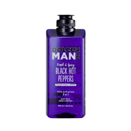 Dolce Milk Man Black Hot Peppers Shower Gel 3 in 1 - 460ml | دولتشي ميلك جل استحمام 3 في 1 - 460 مل