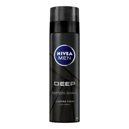 NIVEA Deep Black Carbon Shaving Foam - 200ml | نيفيا رغوة الحلاقة للرجال بالكربون الاسود - 200 مل