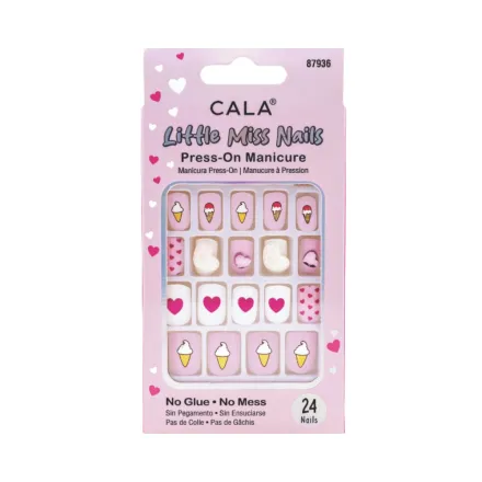 CALA Little Miss Nails Press-On Manicure - Light Pink/White | كالا أظافر قابلة للتركيب