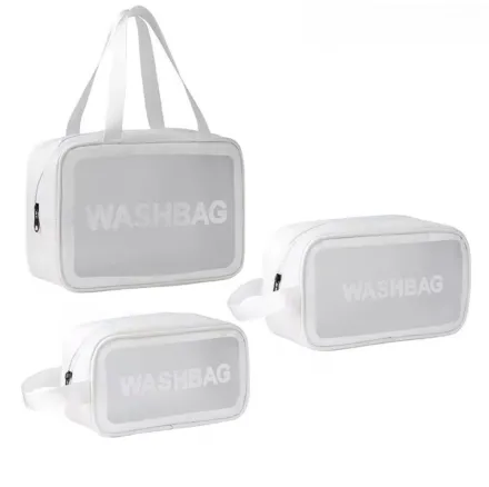 WASHBAG Off-white rectangular 3-piece bag set | واش باج مجموعة حقائب بلون اوف وايت - 3 قطع
