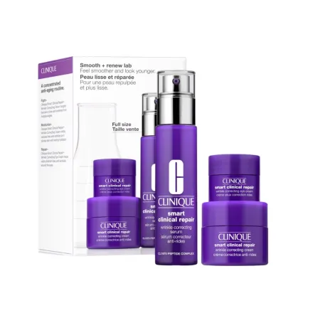 Clinique Smooth + Renew Lab: Smart Clinical Repair Set - Feel Smoother and Look Younger | كلينك مجموعة العناية بالوجه لبشرة اكثر نعومة