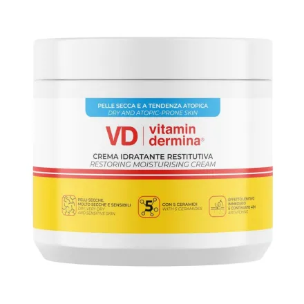 Vitamin dermina Crema Idratante Restitutiva - 400ml | فيتامين ديرمين كريم مرطب للوجه وللجسم للبشرة الجافة - 400 مل
