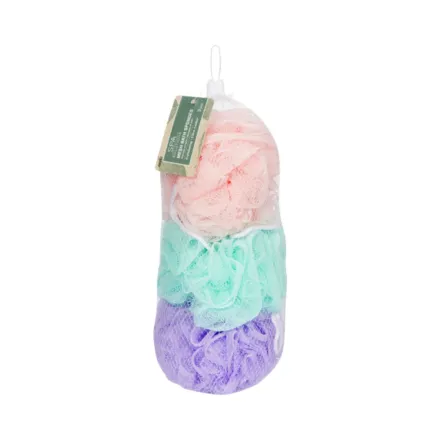 CALA NEW MESH SPONGE SET(3PCS LAVENDER/MINT/PINK) | كالا ليفة استحمام 3 قطع