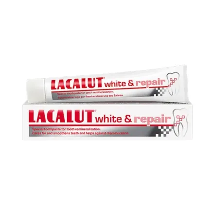 Lacalut white & repair Toothpaste - 75ml | لاكالوت وايت آند ريبير معجون أسنان لتبييض الأسنان وإصلاح المينا – 75 مل