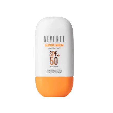 Neverti Sunscreen SPF50+ 1% Provitamin B5 Vitamin E - 50ml | نيفرتي واقي شمس بالبانتينول و فيتامين اي SPF50+ - 50 مل