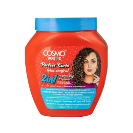 COSMO COSMETICS HAIR TREATMENT 2IN1 FRIZZ - 1000 - 1000ml | كوزمو كوزمتكس علاج الشعر 2 في 1 للتحكم بالهيشان - 1000 مل