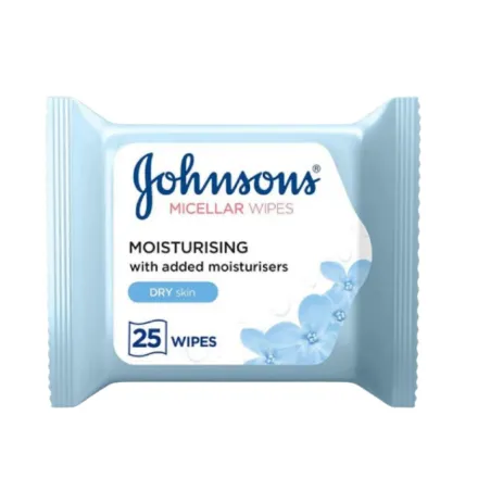 Johnson's Make-Up Be Gone Micellar Cleansing Wipes Dry Skin - 25pcs | جونسون مناديل تنظيف الوجه للبشرة الجافة - 25 قطعة