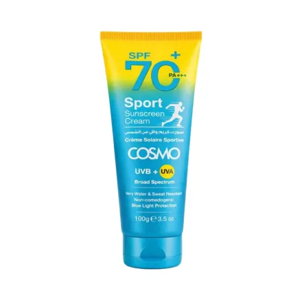 COSMO COSMETICS SPORT SUNSCREEN CREAM SPF 70+ - 100g | كوزمو كوزمتكس واقي شمسي للرياضين - 100 غ