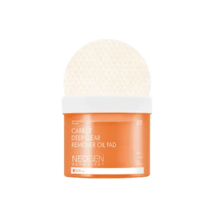 NEOGEN Carrot Deep Clear Remover Oil Pad - 60pads | نيوجين وسادات لتنقية الزيوت من الوجه بمستخلص الجزر - 60 قطعة