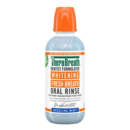 TheraBreath Whitening Fresh Breath Oral Rinse Dazzling Mint - 473ml | ثيرا بريث غسول للفم ومبيض للأسنان - 473 مل
