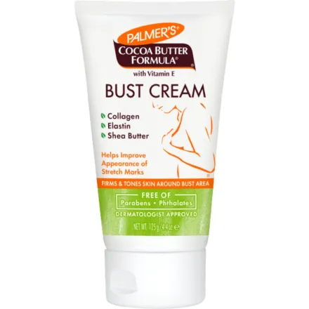PALMER'S Cocoa Butter Formula Bust Cream With Vitamin E Collagen And Elastin - 125g | بالمرز كريم الصدر بتركيبة زبدة الكاكاو مع فيتامين E والكولاجين والإيلاستين - 125 جم