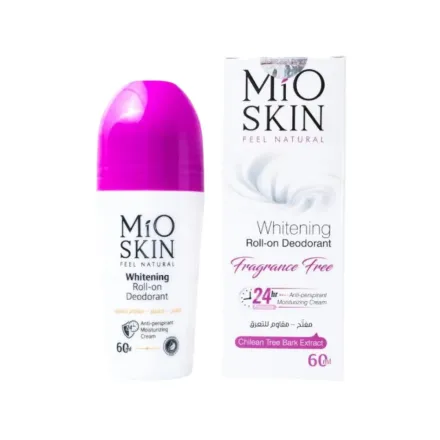 MIO SKIN Whitening Roll- On Deodorant 24hr Anti Perspirant Moisturizing Cream Fragrance Free| - 60ml | ميو سكين مزيل عرق رول أون خالي من العطور - 60 مل
