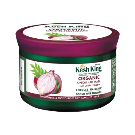 Kesh King Organic Onion Hair Mask With Curry Leaves - 200ml | كيش كينج ماسك العناية بالشعر الجاف والتالف بالبصل والكاري - 200 مل