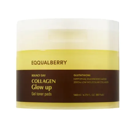 EQQUAL BERRY - Collagen Glow Up Gel Toner Pads - 140ml | إيكوال بيري – تونر جل بقطع الكولاجين لإشراقة البشرة – 140 مل