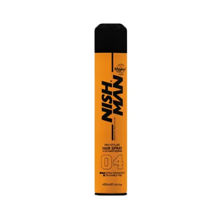 NISH MAN Hair Spray Extra Strong Hold Touchable Feel - 400ml| نيشمان بخاخ تثبيت الشعر -400 مل