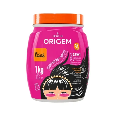 nazca Origem Creme de Hidratação Incrível 2em1 para Lisos - 1kg | نازكا كريم ترطيب 2 في 1 للشعر الأملس 1 كغ