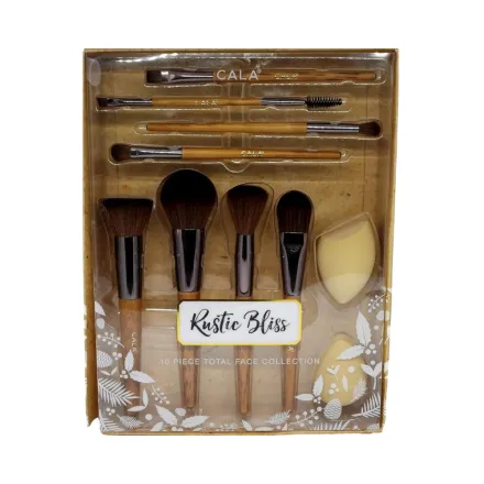 Cala Brush Set Total Face Rustic bliss 10 piece |كالا مجموعة فرش الوجه الكاملة