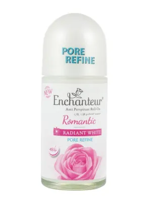 Enchanteur Radiant White Pore Refine Roll On Deodorant Romantic Pore Refine 48H - 50ml | انشانتر مزيل تعرق رول رومانتيك - 50 مل
