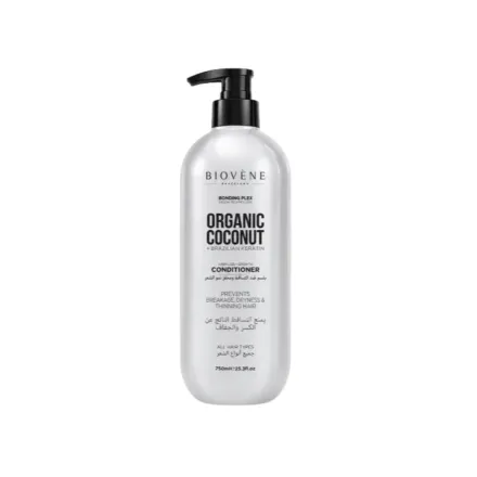 BIOVENE Organic Coconut + Brazilian Keratin Conditioner All Hair Types - 750ml | بيوفين بلسم للشعر بجوز الهند و الكيراتين - 750 مل