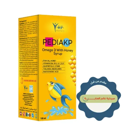 King Cup Pediakp Omega 3 With Honey Syrup - 100ml | كينج كب شراب بيديا كيه بي أوميغا 3 مع العسل - 100 مل