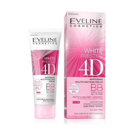 Eveline White Prestige 4D Whitening Multi-Function BB Cream - 50ml | ايفلين بيبي كريم لتفتيح البشرة - 50 مل