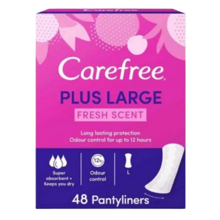 Carefree Plus Large Fresh Scent L - 48pcs | كير فري فوط يومية بلس كبير برائحة منعشة - 48 قطعة
