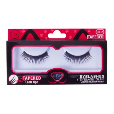 J. Cat Tapered Eyelashes + Eyelash Glue Elt-01| جي كات رموش +لاصق رموش