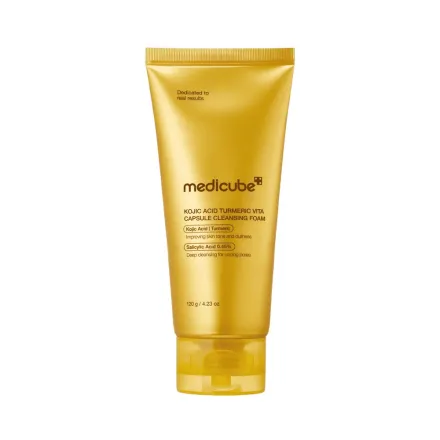 Medicube Kojic Acid Turmeric Vita Capsule Cleansing Foam - 120g | ميدي كيوب غسول رغوي بكبسولات الفيتامينات وحمض الكوجيك والكركم – 120 غ