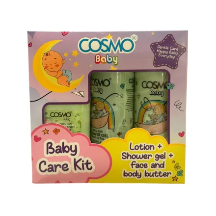 COSMO Baby Care Kit Lotion + Shower Gel + Face & body Butter Baby Soft - 500ml | كوزمو بيبي كير مجموعة العناية بالطفل لوشن وجل للاستحمام وزبدة للجسم - 500مل