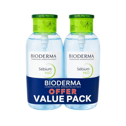 BIODERMA Sebium H2O Micellar Water Facial Cleanser and Makeup Remover Special Offer - 500ml | بيوديرما ماء ميسيلار منظف ومزيل للمكياج - عرض خاص 500 مل