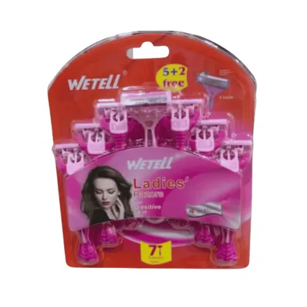 Wetell Ladies Razors 4 Blades For Women For Sensitive Skin - 7 pcs |ويتل شفرات حلاقة نسائية 4 شفرات للبشرة الحساسة - 7 قطع