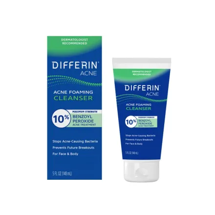 Differin 10% Benzoyl Peroxide Acne Foaming Cleanser - 148ml | ديفيرين غسول رغوي معالج لحب الشباب - 148 مل
